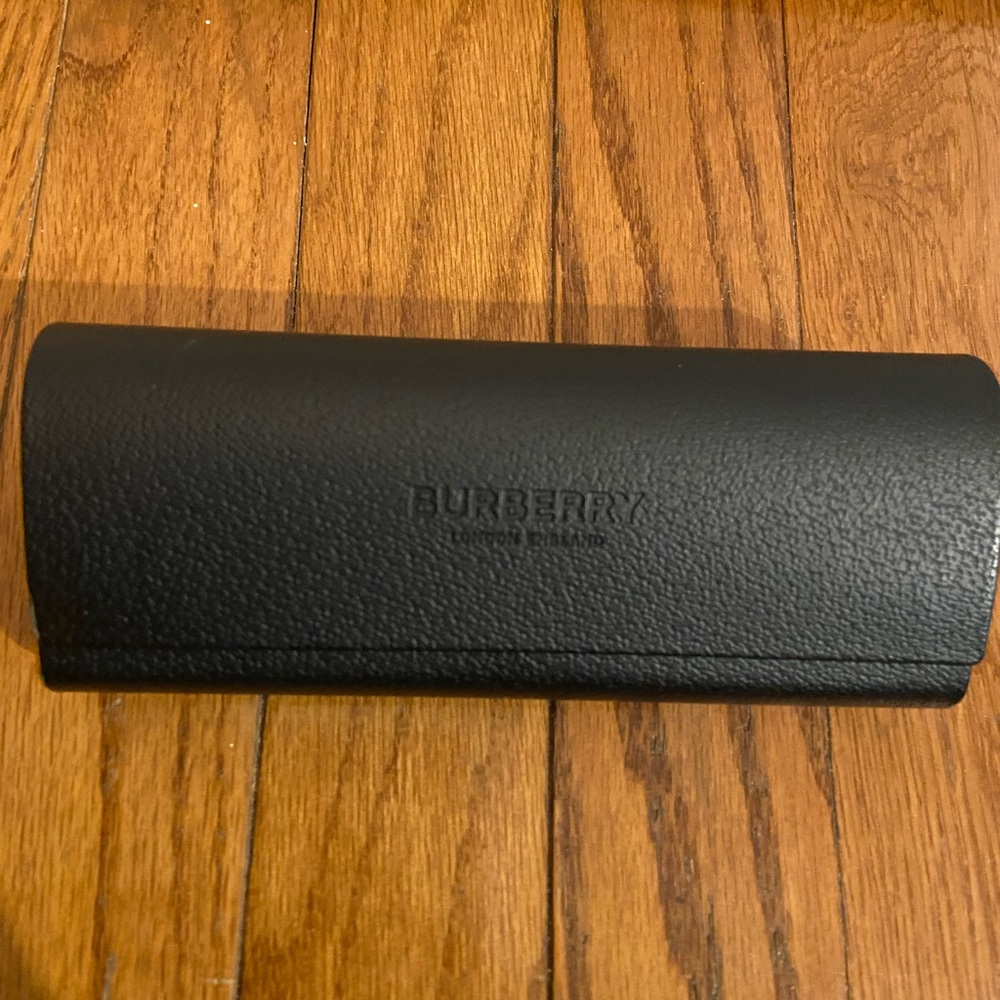 Burberry Black Glasses Case.  Burberry Imprinted Across the Top. Unisex